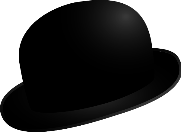 Black Hat Charlie Chaplin Bowler Vector Clip Art Clipart - Bowler Hat Clipart Png (600x437), Png Download