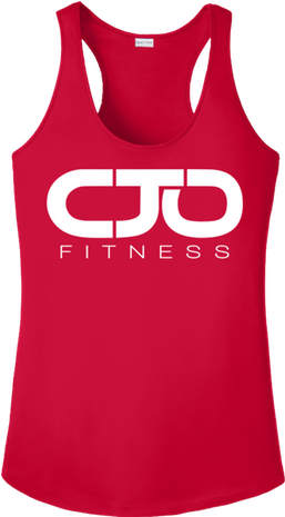 Womens Racer Tank Top Red W/ White Logo (454x465), Png Download