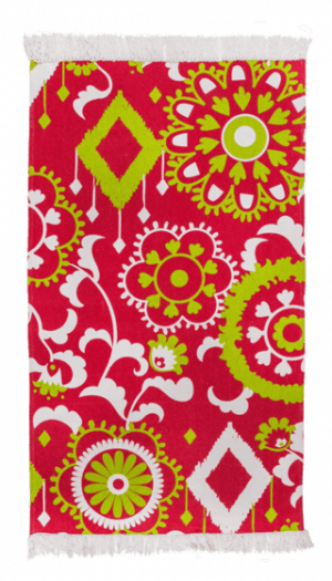 Floral Ikat Swirls Rug - Chumbak Multicolor Cotton Area Rug (300x525), Png Download