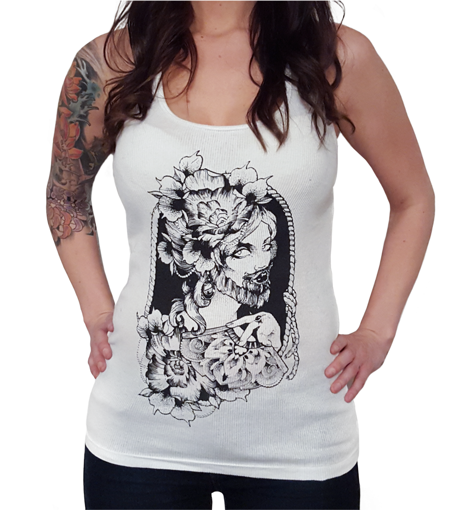 Ladies Bearded Lady Tank Top (1000x1000), Png Download