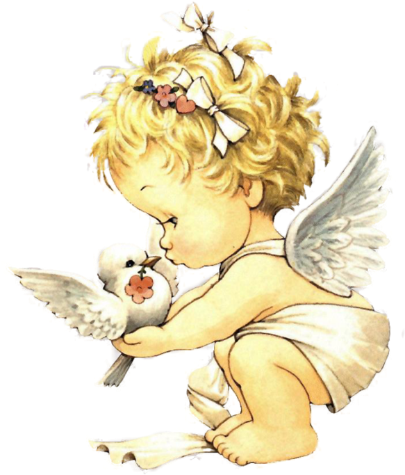 Precious Moments Baby Angel And Dove Of Peace - Precious Moments Angels (583x683), Png Download