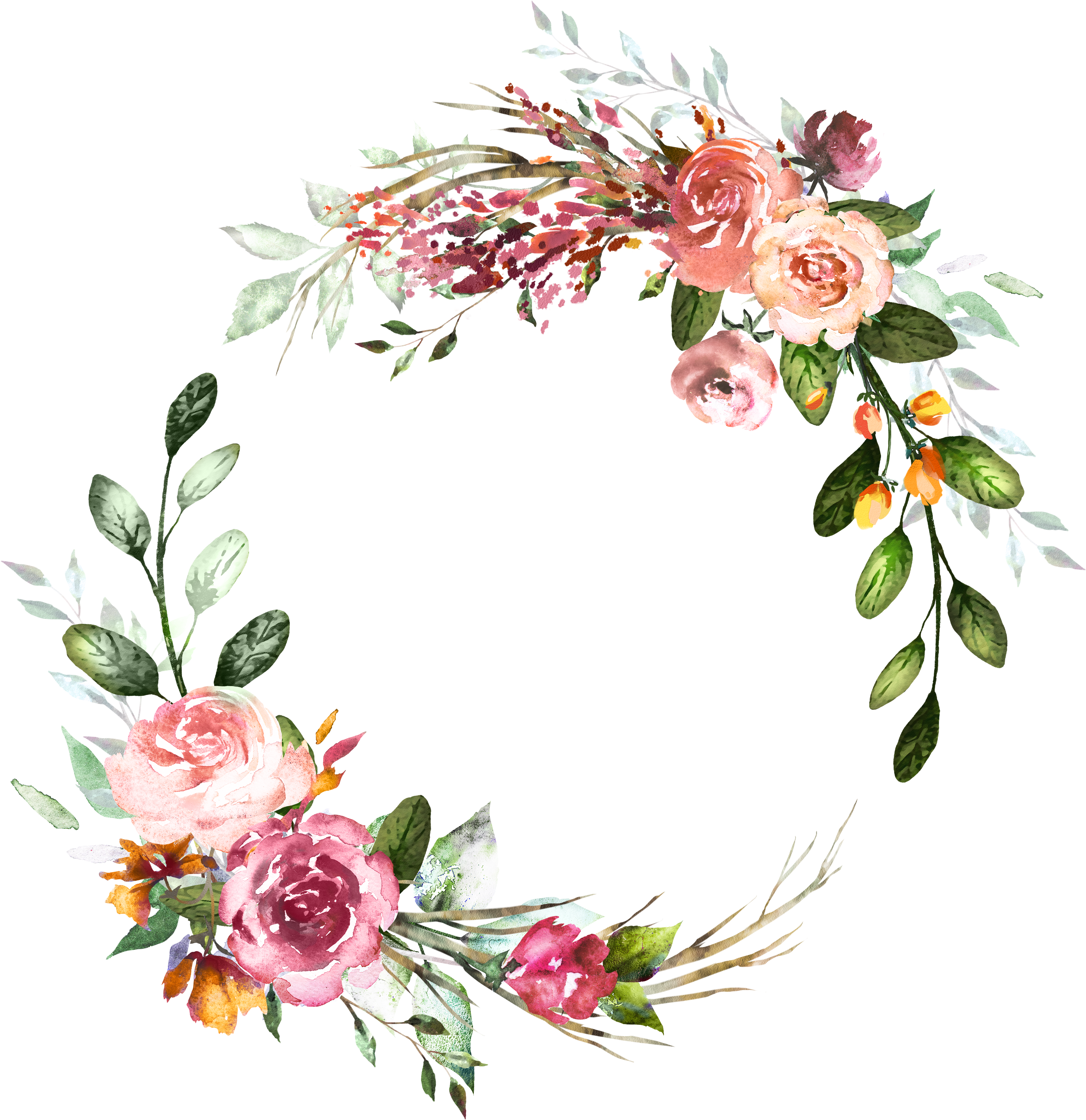 H804 Flower Frame, Flower Art, Botanical Illustration, - Watercolor Painting (3964x3944), Png Download