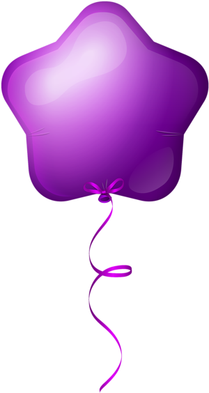 Purple Star Balloon Png Clipart Image - Star Balloons Transparent Background (332x600), Png Download