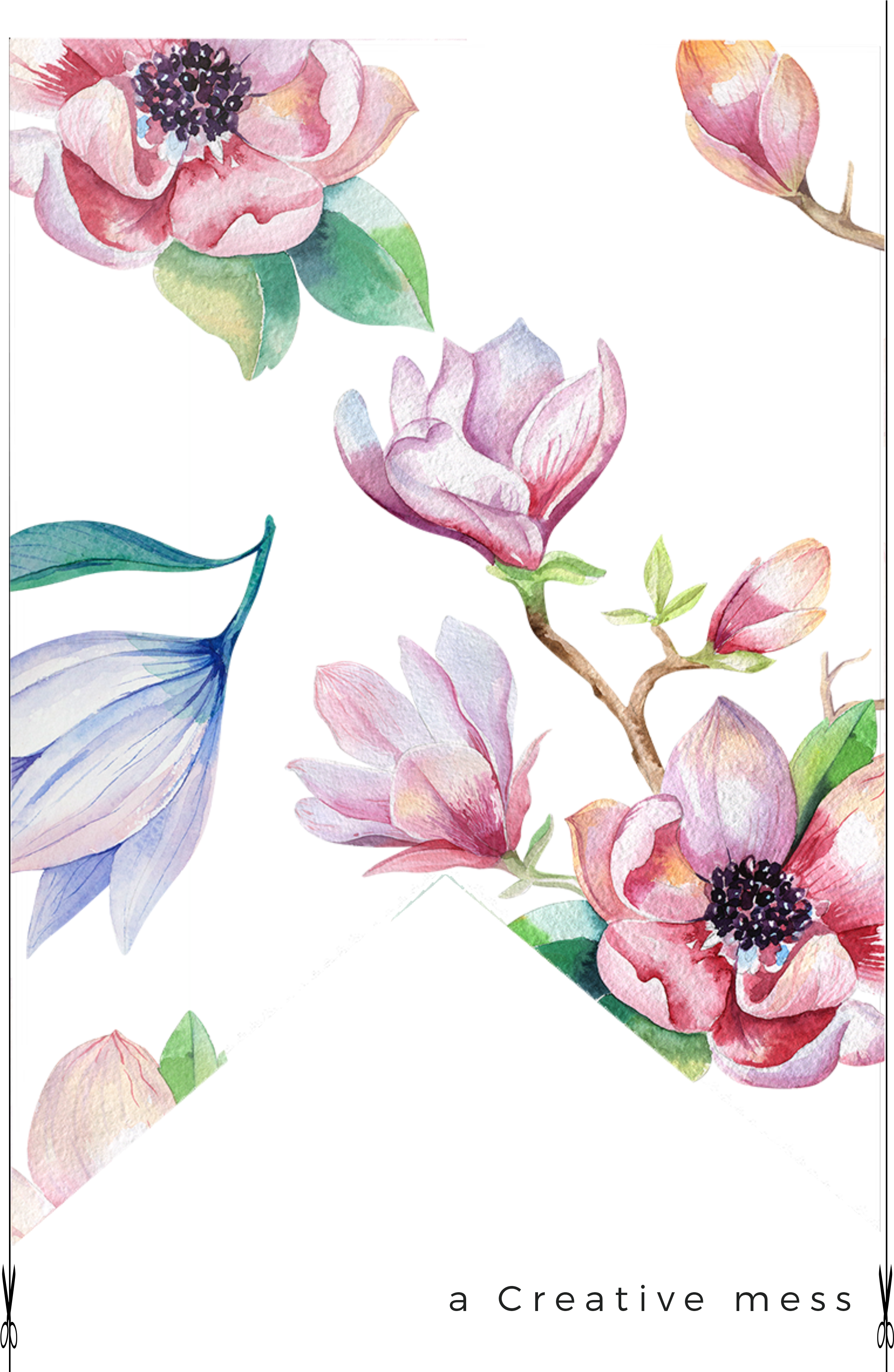 Magnolia Watercolor Diy Clipart - Kris Art 'magnolia Flower' Canvas Gallery Wrap, Size (2480x3508), Png Download