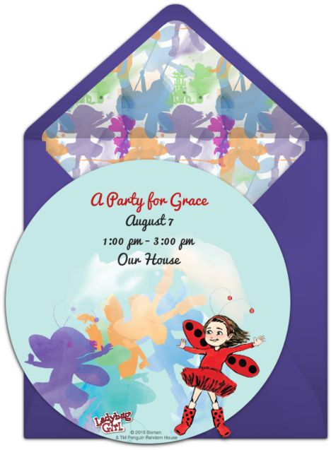 Ladybug Girl Watercolor Online Invitation - Marienkäfer-mädchen: Lulusomersault Karte (650x650), Png Download