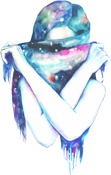 Hope For The Hopeless - Painting Watercolor Galaxy Girl (500x698), Png Download