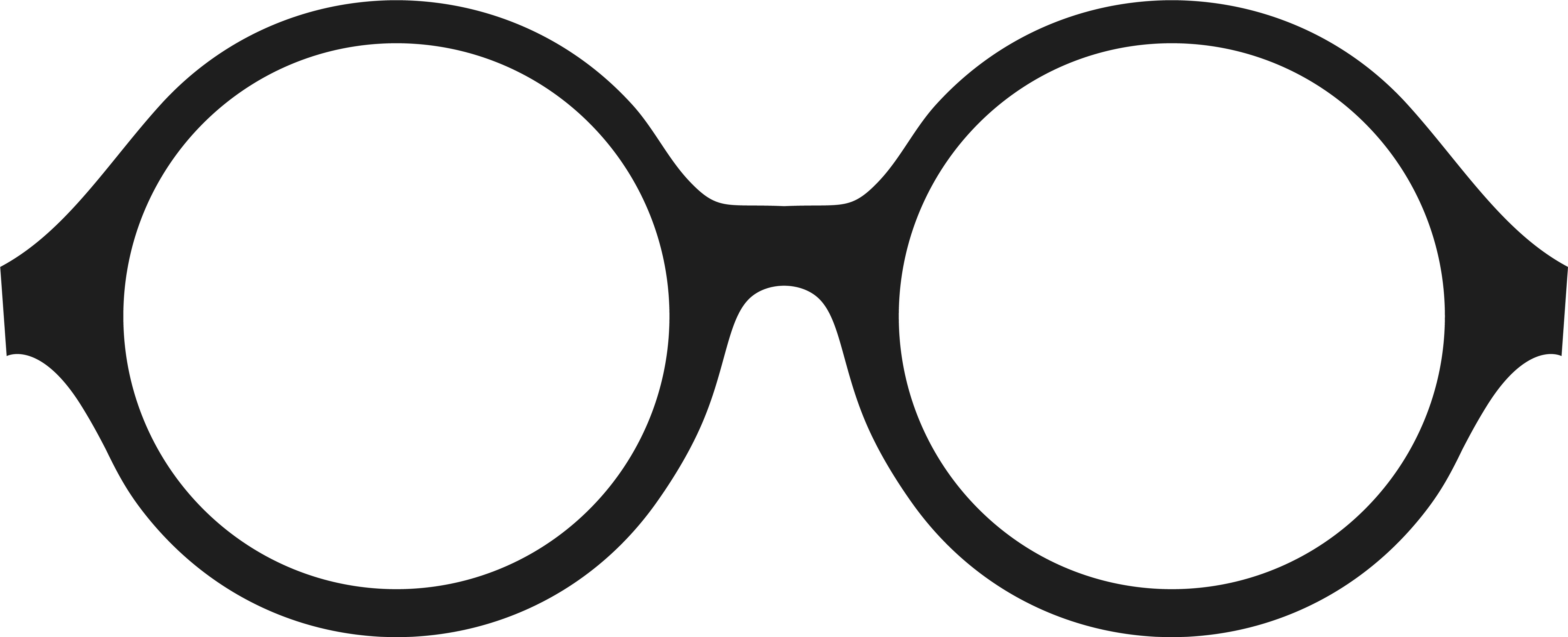 Clipart Black And White Sun With Sunglasses - Circle Glasses No Background (5885x2498), Png Download