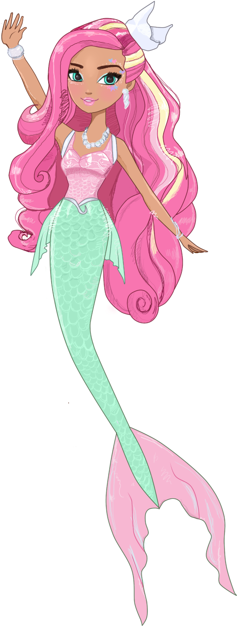Nymphiana Mermaid Tail - Cartoon Png Transparent Mermaid (680x1500), Png Download