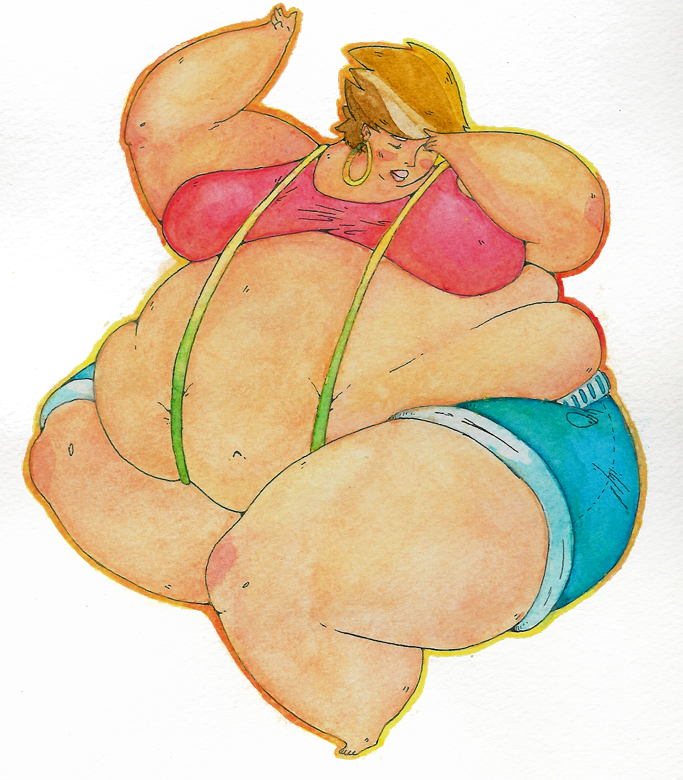Fat Girl Watercolor By Nastyjungle On Deviantart Png - Fat Woman Transparent (683x780), Png Download