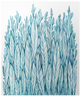 Pattern Of Blue Leaves, Grass, Feathers, Watercolor - Watercolor Painting (400x400), Png Download