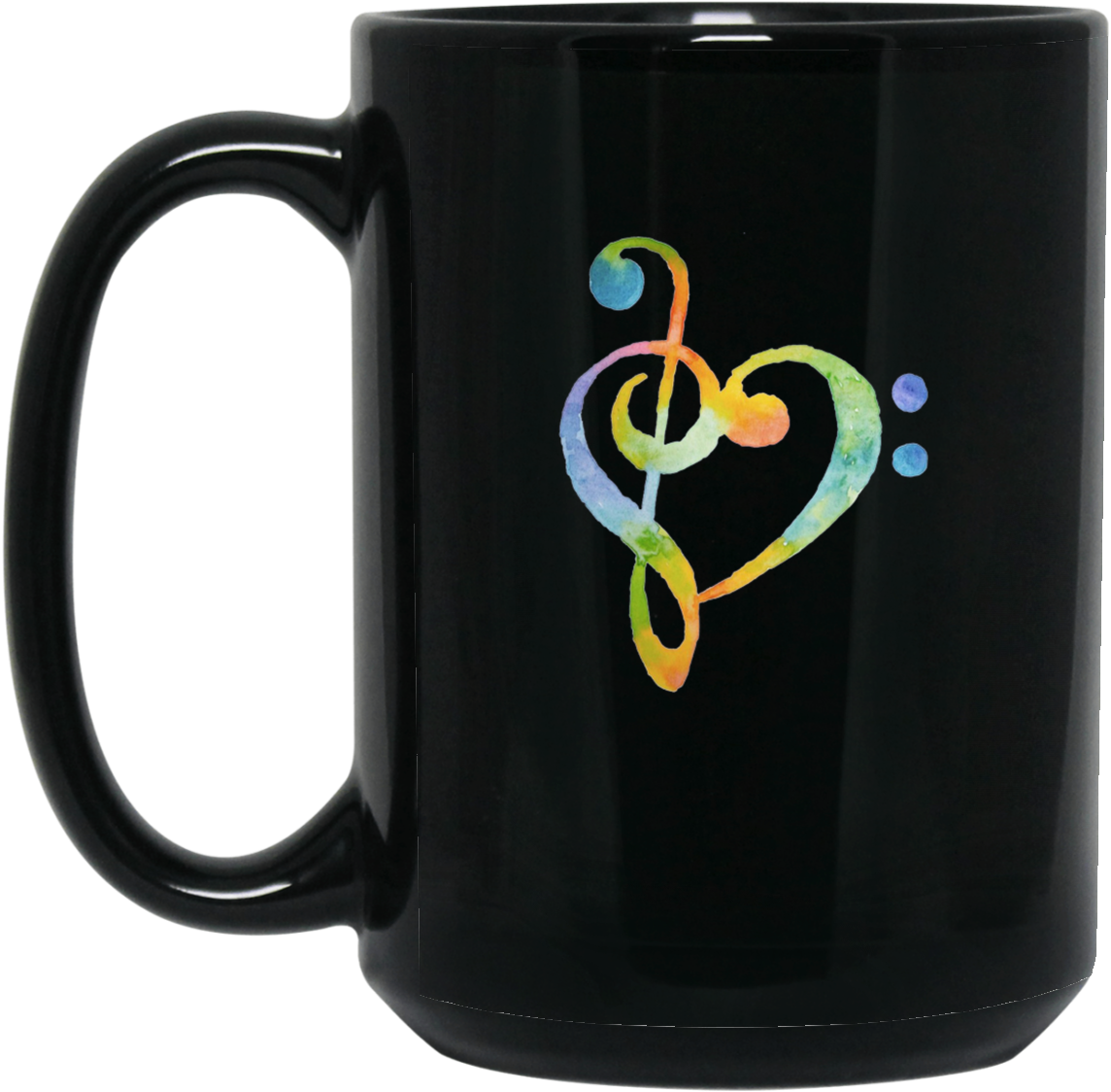 Watercolor Rainbow Heart Bass Clef Musical Note Tee - Inspiredcases Band Mom Case - Galaxy Note 3 (1155x1155), Png Download