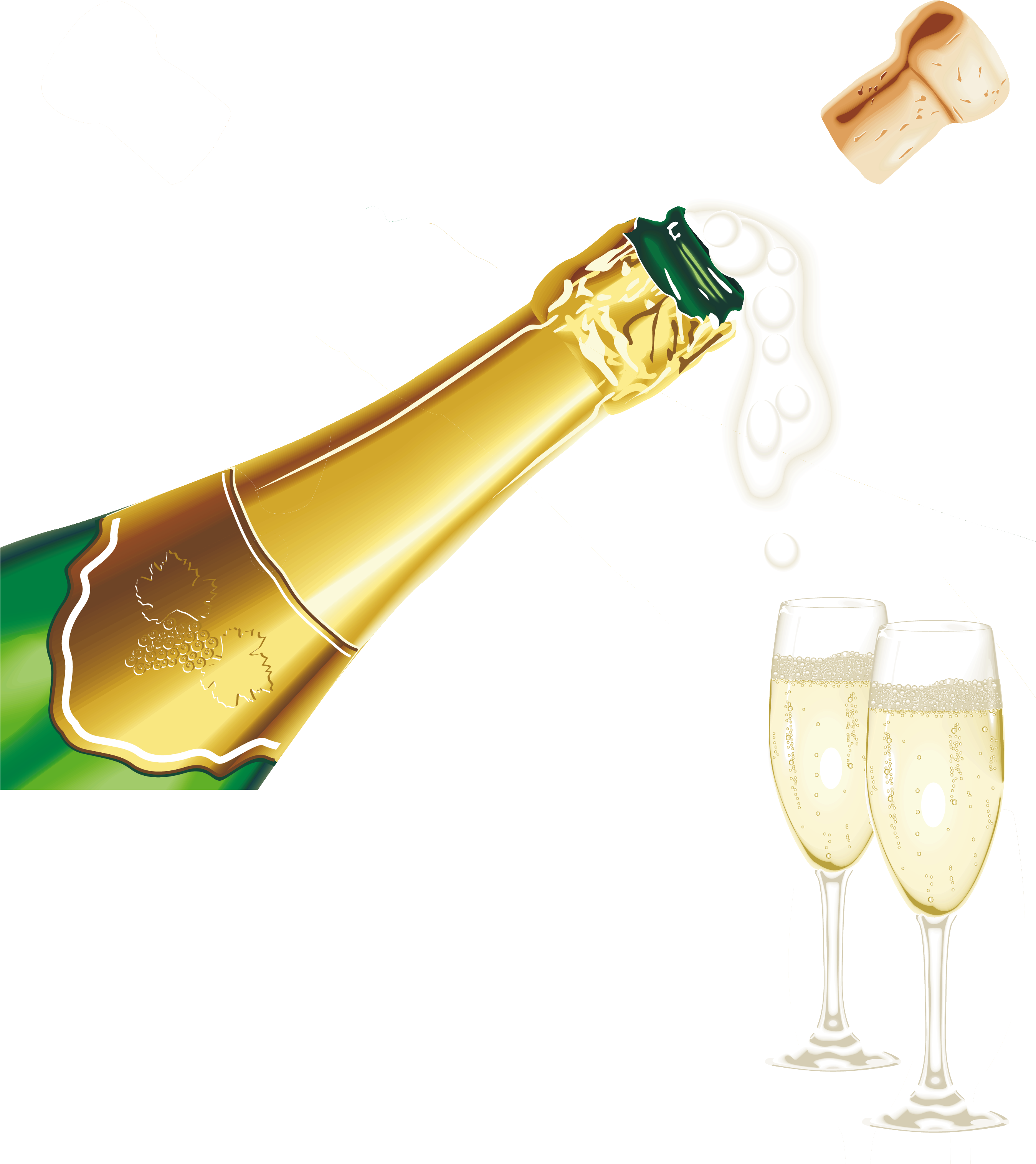 Png Transparent Download Champagne Popping Png - Happy New Year Champagne (2737x3056), Png Download