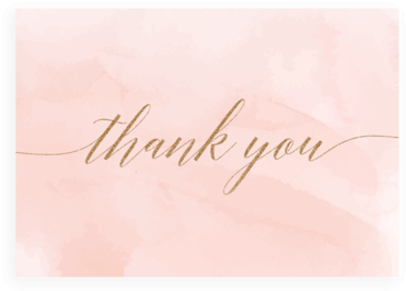 Blush Watercolor And Gold Calligraphy Thank You Note - Calligraphy (384x480), Png Download