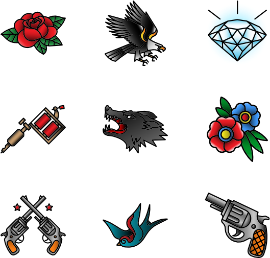 Tattoos - Old School Rollers Tattoo (600x564), Png Download