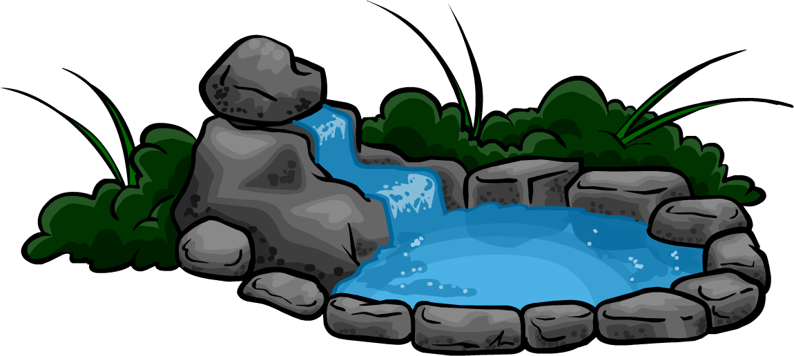 Waterfall Pond - Clipart Water Pond Pond (1150x516), Png Download