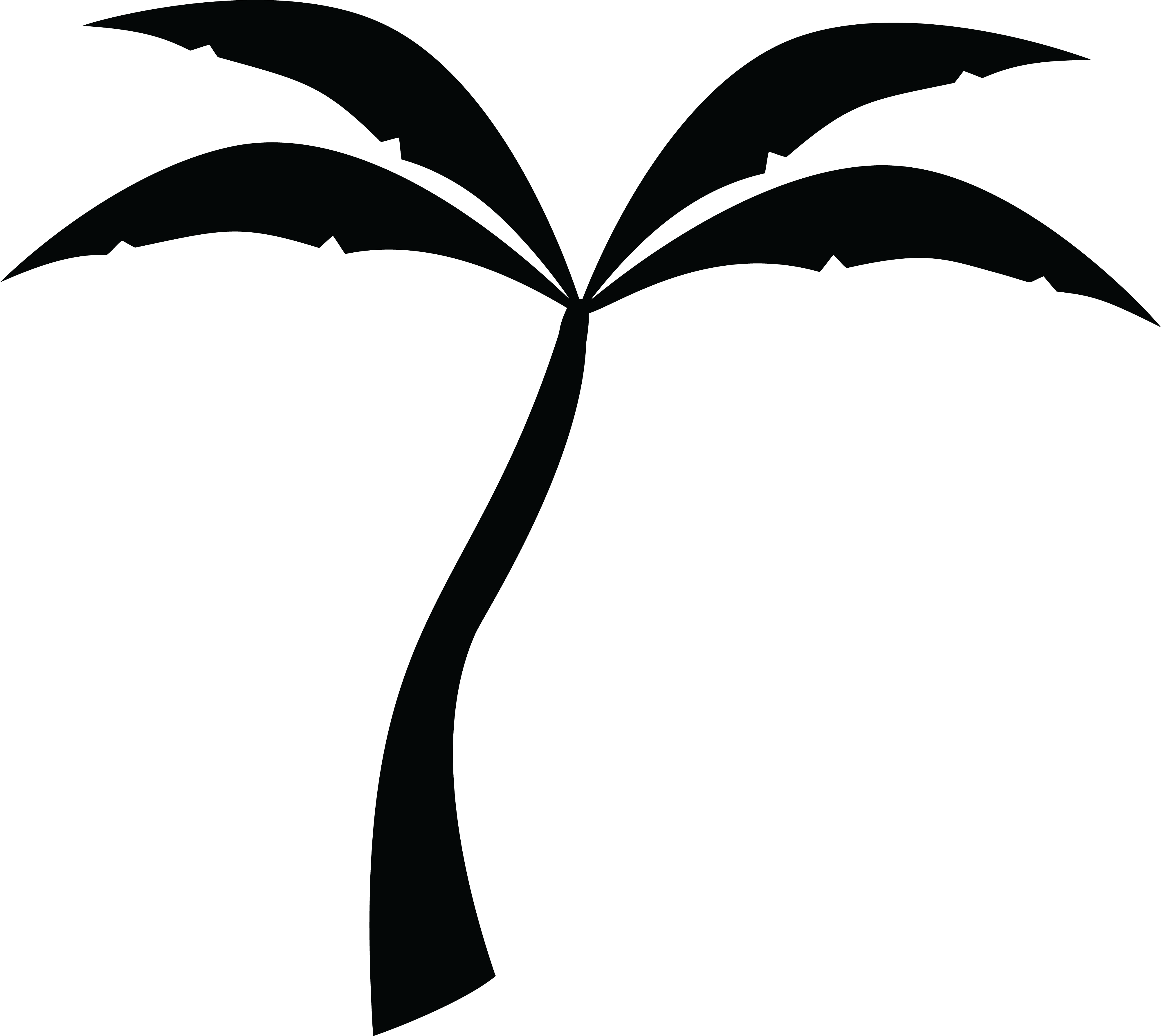 Free Clipart Of A Palm Tree - Clipart Palm Tree Black And White (4000x3572), Png Download