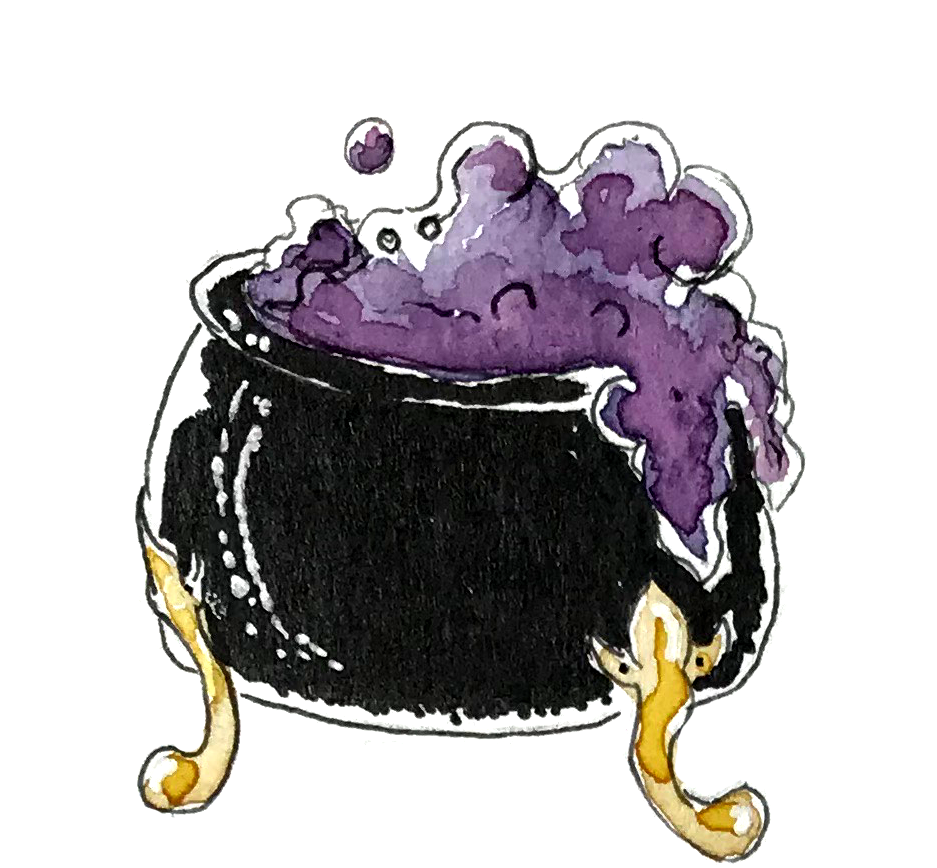 Just A Lil Watercolor Inked Cauldron - Watercolor Painting (964x956), Png Download