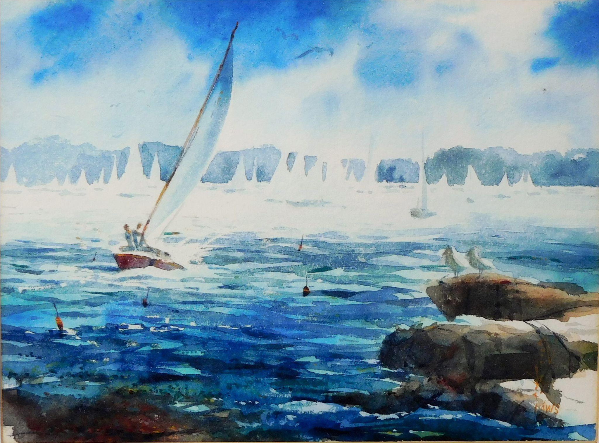 Marblehead Massachusetts Watercolor Painting, Maritime (2048x2048), Png Download