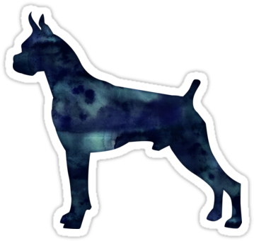 Boxer Dog Black Watercolor Silhouette - Dog (375x360), Png Download