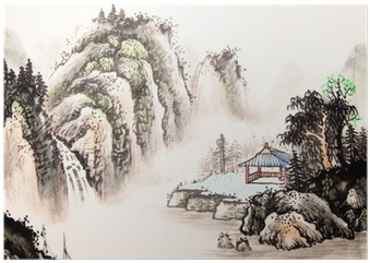 Chinese Landscape Watercolor Painting Poster • Pixers® - Watercolor Painting (400x400), Png Download