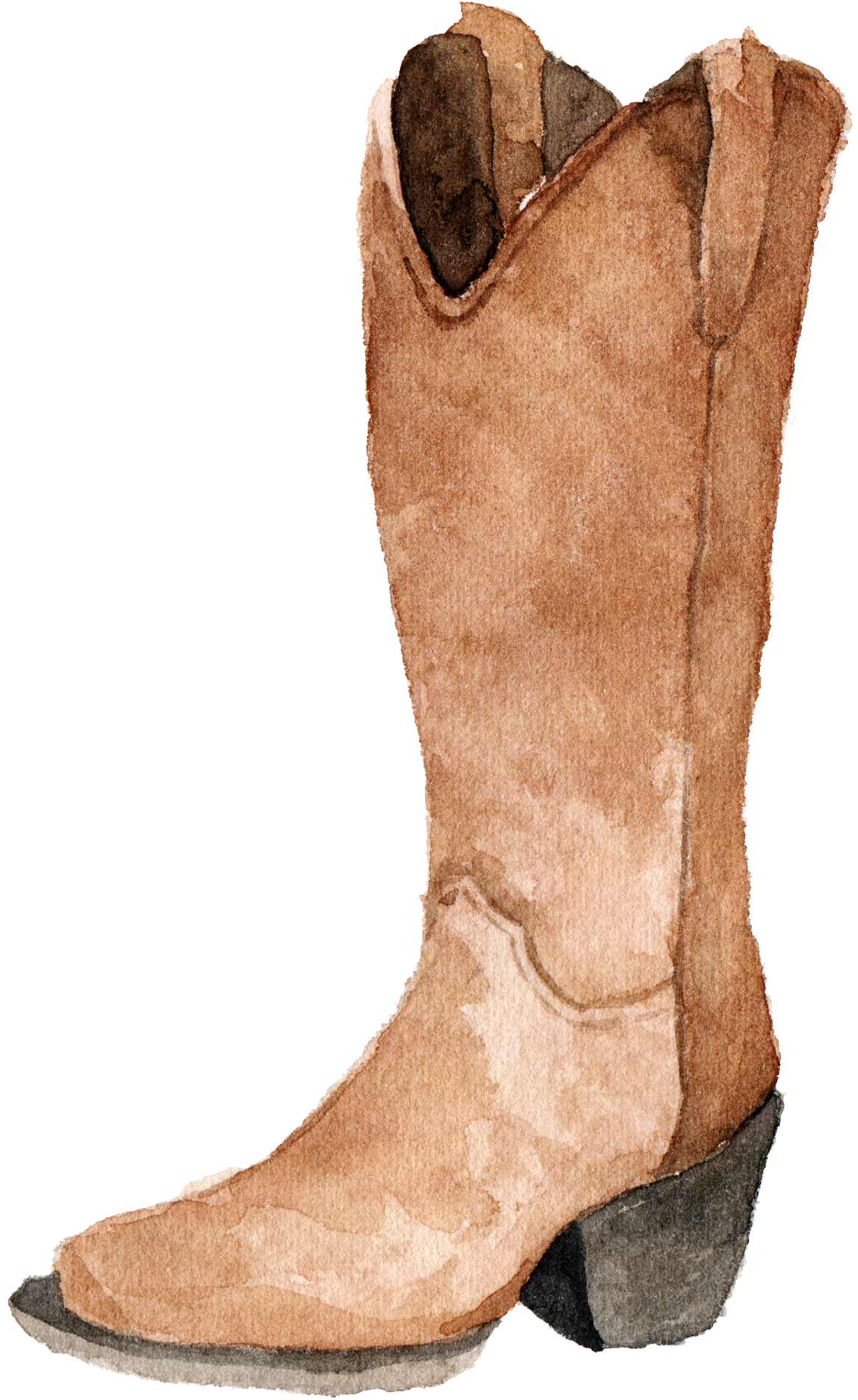 Cowboy Boot Watercolor Painting Drawing - Watercolor Boots Png (1200x1941), Png Download