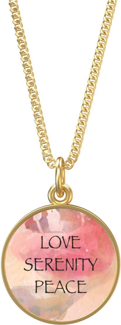 Love Serenity Peace Round Gold Neclkace - Pendant (1160x1160), Png Download
