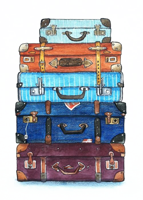 Clip Transparent Download Travel Painting Suitcase - Luggage Watercolor (500x700), Png Download