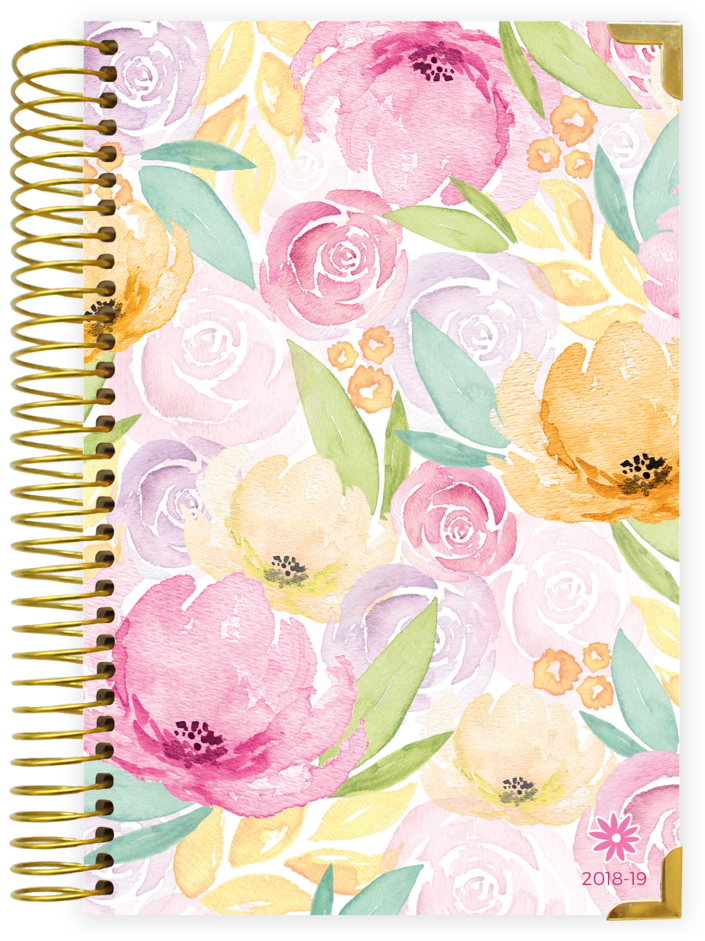 2018-2019 Hard Cover Daily Planner, Watercolor Floral - Bloom Daily Planners Address Book - Contacts - Addresses (800x1039), Png Download