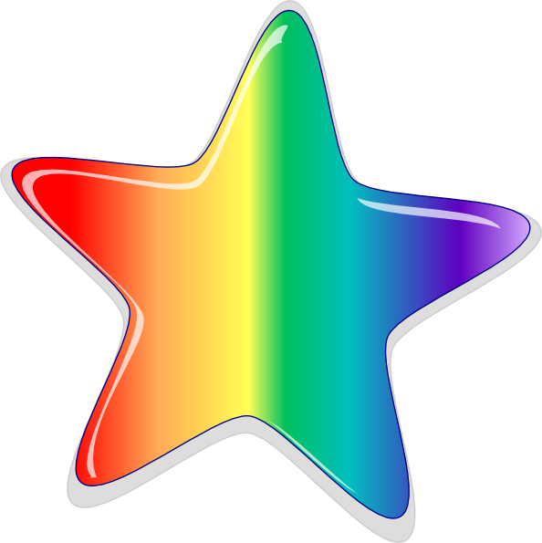 Rainbow Starburst Clipart Png Black And White Stock - Colorful Star Clipart (594x595), Png Download