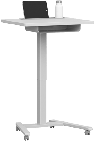 Features Of The Haskell Fuzion Series Sit To Stand - Desk (327x510), Png Download