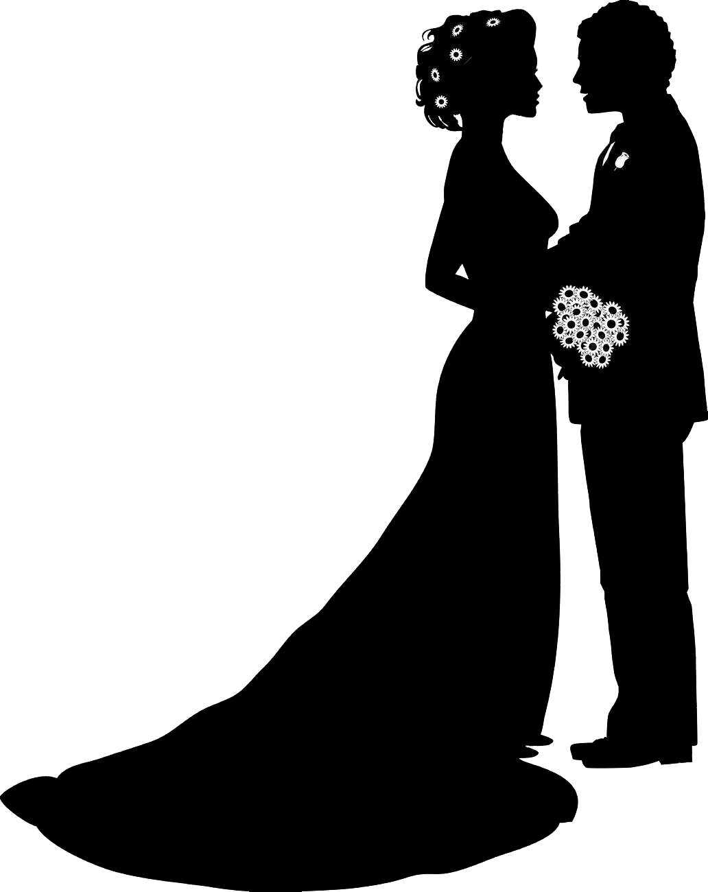 Indian Wedding Png Fonts Transparent Indian Wedding - Bride And Groom Silhouette Couple (1032x1300), Png Download