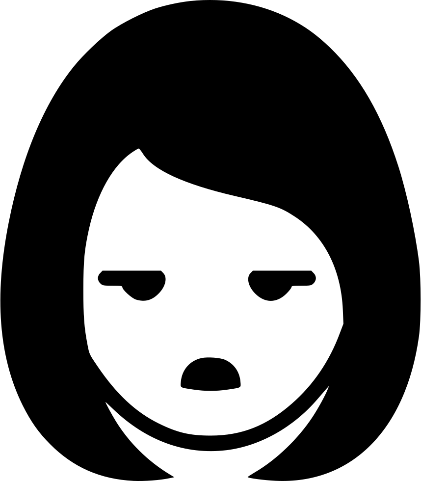 Dull Glare Girl Woman Comments - Sad Woman Face Icon (858x980), Png Download