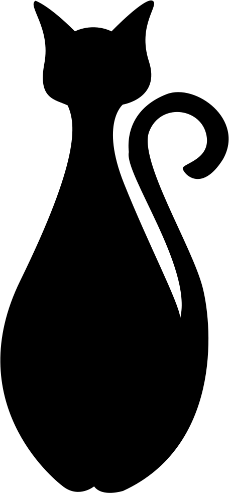 Frontal Black Cat Silhouette - Black Cat Silhouette Png (456x981), Png Download