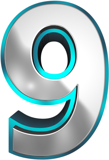 Metallic And Blue Number Nine Png Clipart Image - Nine Clipart (441x600), Png Download