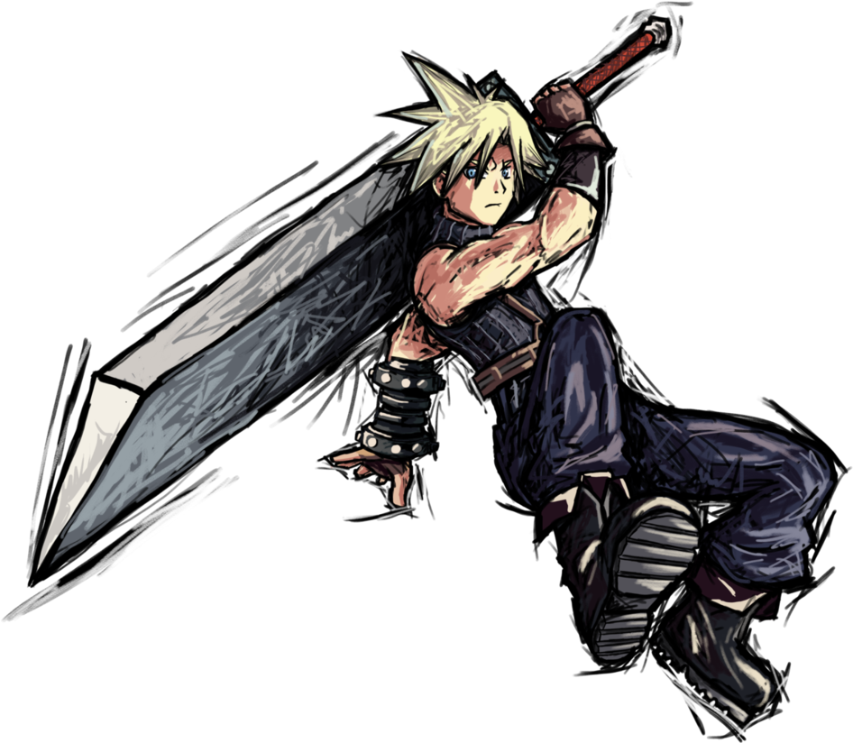 Cloud Strife - Cloud Smash 4 Art (970x823), Png Download