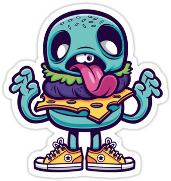 Cartoon Sticker Png - Drawings Of Zombie Burger (375x360), Png Download