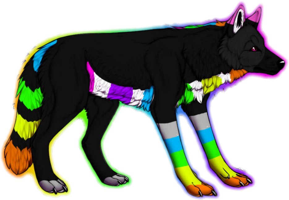 Neon Rainbow Wolf Adoptable Sold By Crystalcalluna-d7050p2 - Cat Grabs Treat (970x694), Png Download