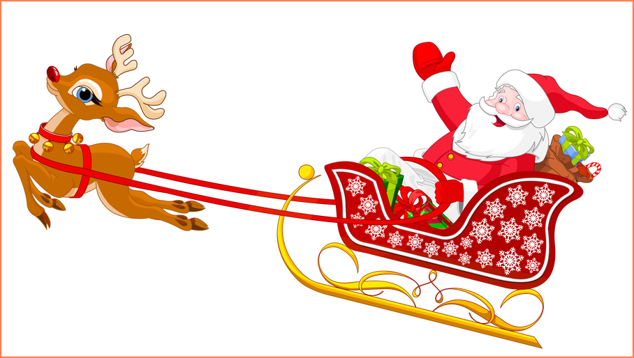 Png Royalty Free Stock Amazing Santa And Reindeer With - Santa Claus And Reindeer Clipart (908x514), Png Download