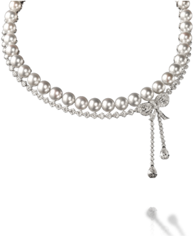 Strand Of Pearls Png White Pearls Png White Gold Cultured - Round Pearl Leaf Pear Boo Style Pendant Necklace 925 (300x407), Png Download