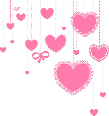 Falling Hearts Png - String Of Hearts Transparent (378x400), Png Download