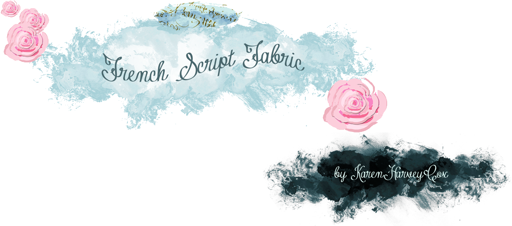 French Script Fabrics - Free Shabby Chic Watercolor Jpg (1400x555), Png Download