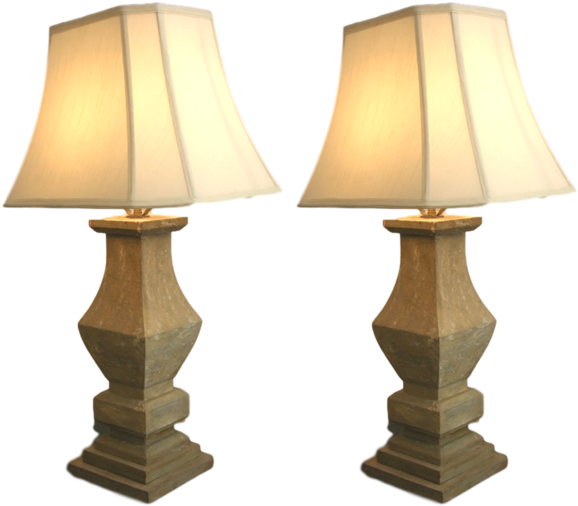 1920s French Shabby Chic Pair Of Baluster Wooden Lamps - Shabby Chic (600x600), Png Download