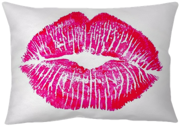 Kiss Lips Lip Print Pink Red Mouth Throw Pillow • Pixers® - Wallmonkeys Wall Decals Wallmonkeys Kiss Lips Lip Print (400x400), Png Download