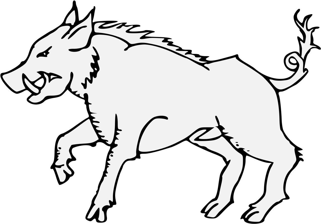 Boar Passant - Line Art (1331x993), Png Download