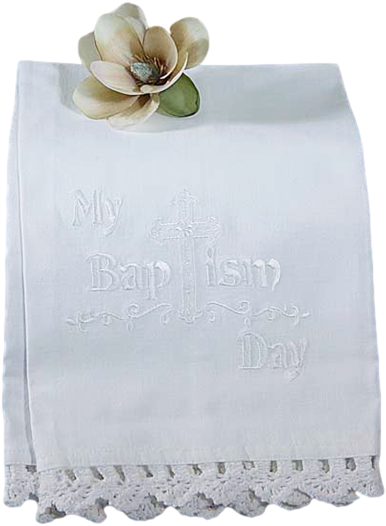 Baptism Towel Embroidered White Cotton With Cluny Lace - Little Things Mean A Lot My Baptism Day Towel (800x800), Png Download