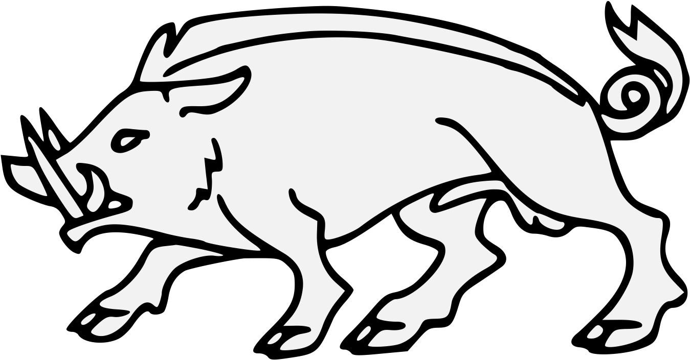Boar Passant - Wild Boar (1368x712), Png Download
