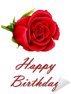 Birthday Card With A Single Red Rose Sticker • Pixers® - Birthday Flowers Single Red Roses (400x400), Png Download
