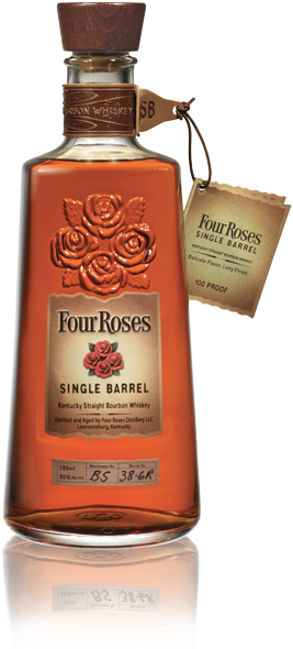 A Premium Single Barrel Bourbon With A Taste That Is - Four Roses Single Barrel Bourbon Whiskey - 750 Ml Bottle (350x590), Png Download
