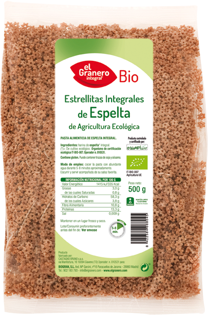 Estrellitas De Eespelta Integral Bio - El Granero Integral Bio Spelt Estrellitas 500g (900x700), Png Download