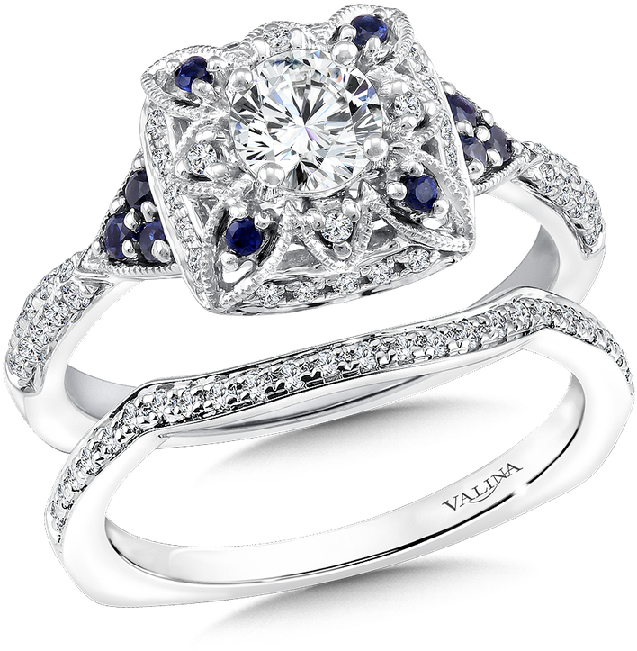 Valina Diamond And Blue Sapphire Engagement Ring Mounting - Valina Engagement Ring Mounting | Size: 6.50 (800x800), Png Download